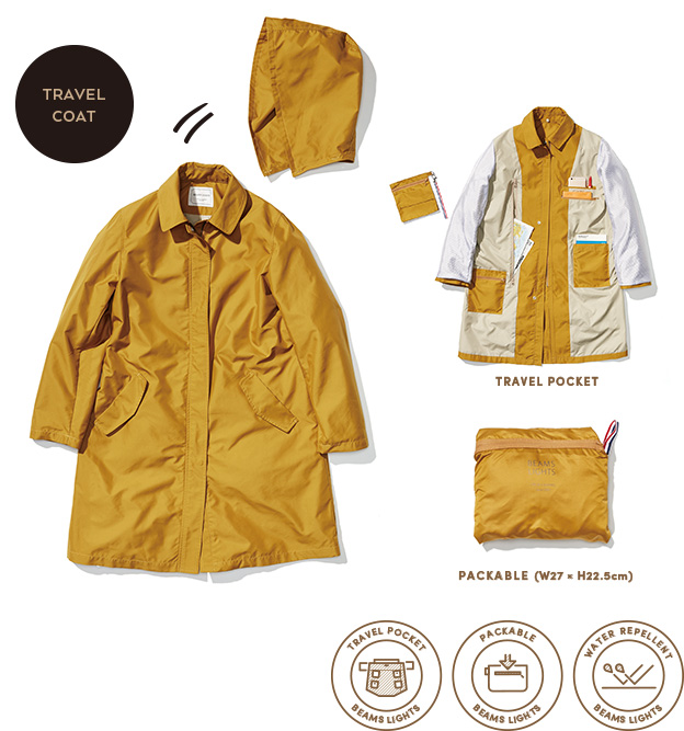 TRAVEL COAT TRAVEL POCKET PACKABLE (W27 × H22.5cm)